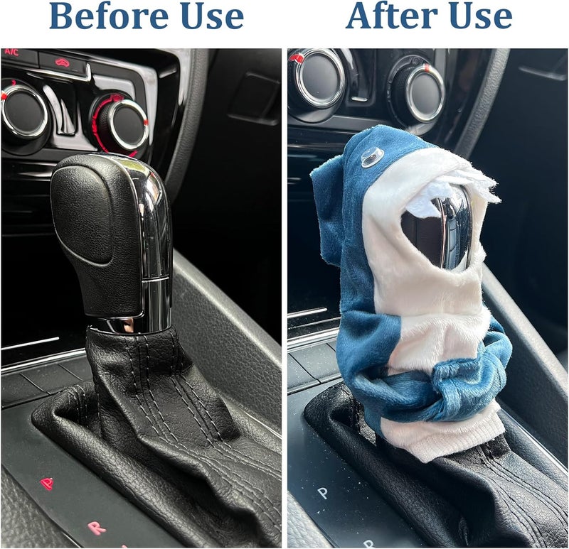 HXOUSE Shark Gear Shift Hoodie - Easy to Put & Remove Cool Shifter Hoodie for Most Car Shifters, Soft Fabric Shift Knob Hoodie for Universal Interior Accessories for Cars (Shark Blue) - Image 4